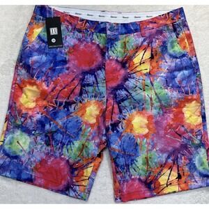 Hreski Mens Golf Shorts Bermuda Color Splash Poly Spandex Size 36